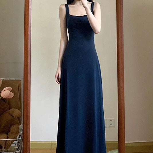 French Style Elegant Blue Camisole Dress