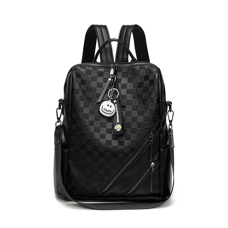 Fashion Checkerboard Backpack Casual Shoulder Bag All-match Shopping Travel Bags For Women