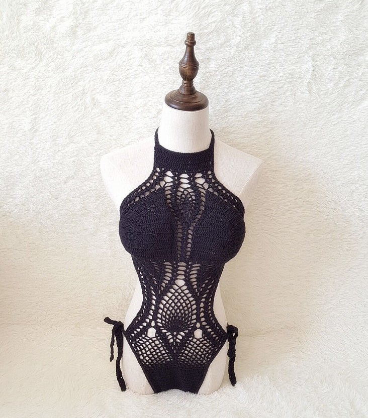 Hand-knitted one-piece swimsuit