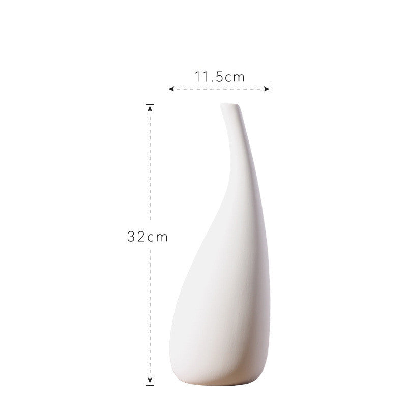 White Water Drop Vase Simple Modern Model Room Ceramic Dried Flower Flower Ornaments