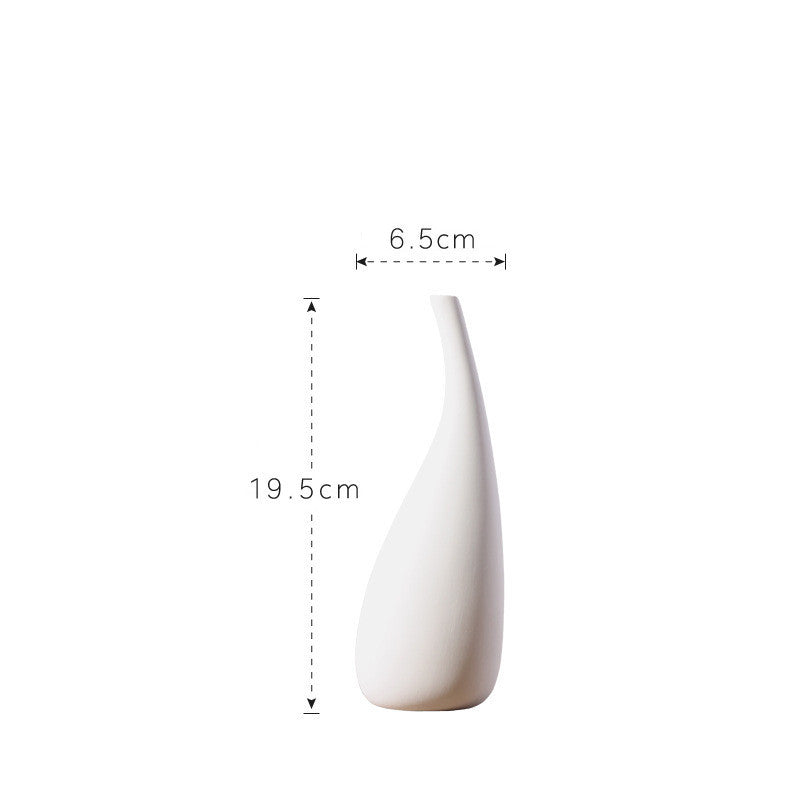 White Water Drop Vase Simple Modern Model Room Ceramic Dried Flower Flower Ornaments