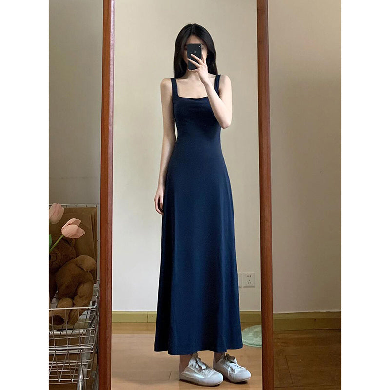 French Style Elegant Blue Camisole Dress