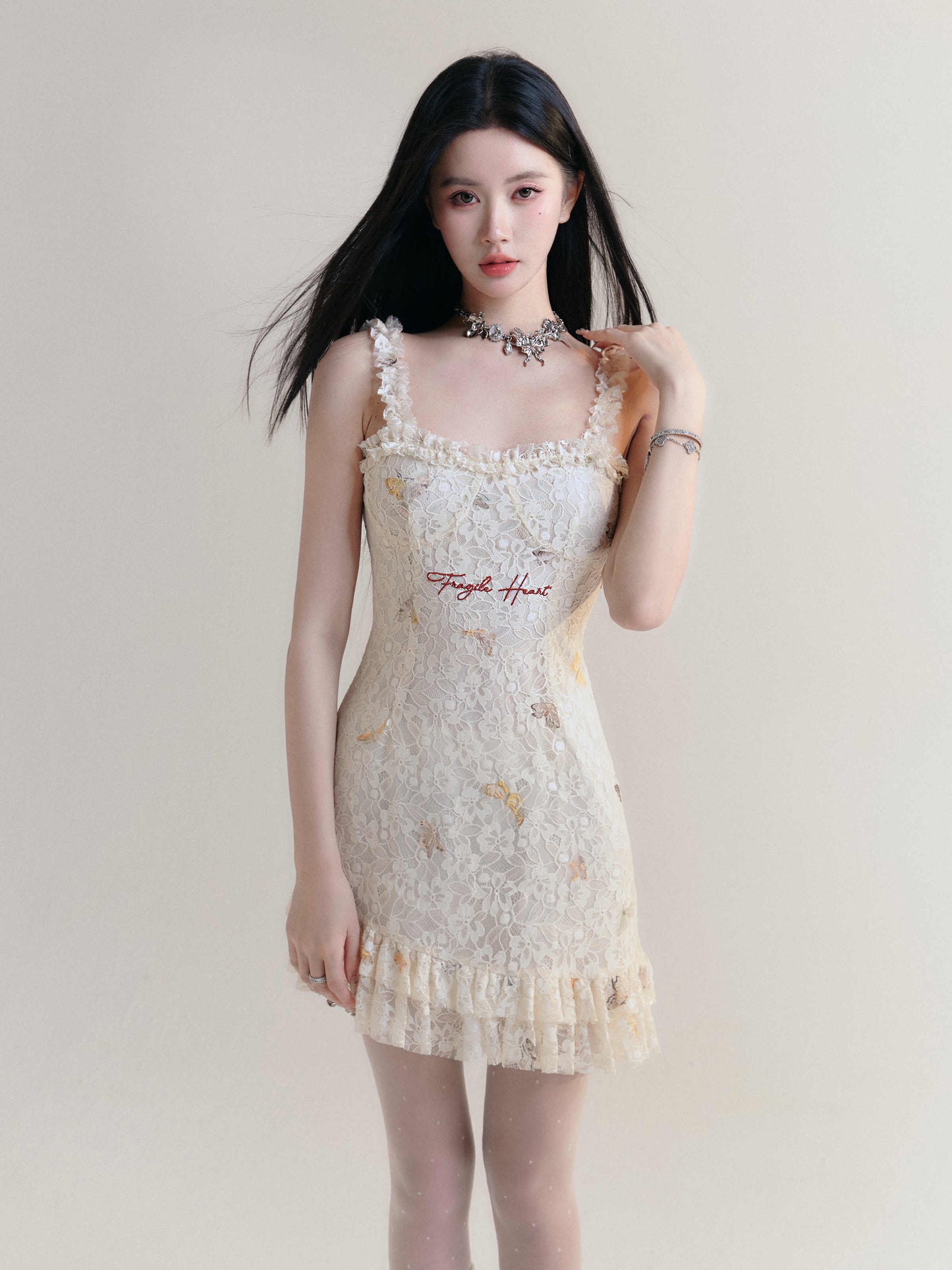 Slim Lace Embroidery Dress Women