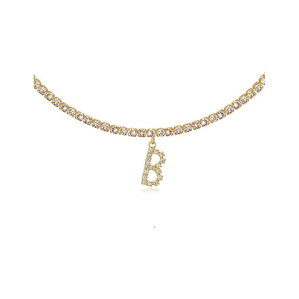 Europe And America Creative Decorative Diamond Letters Necklace Fashion Jewelry