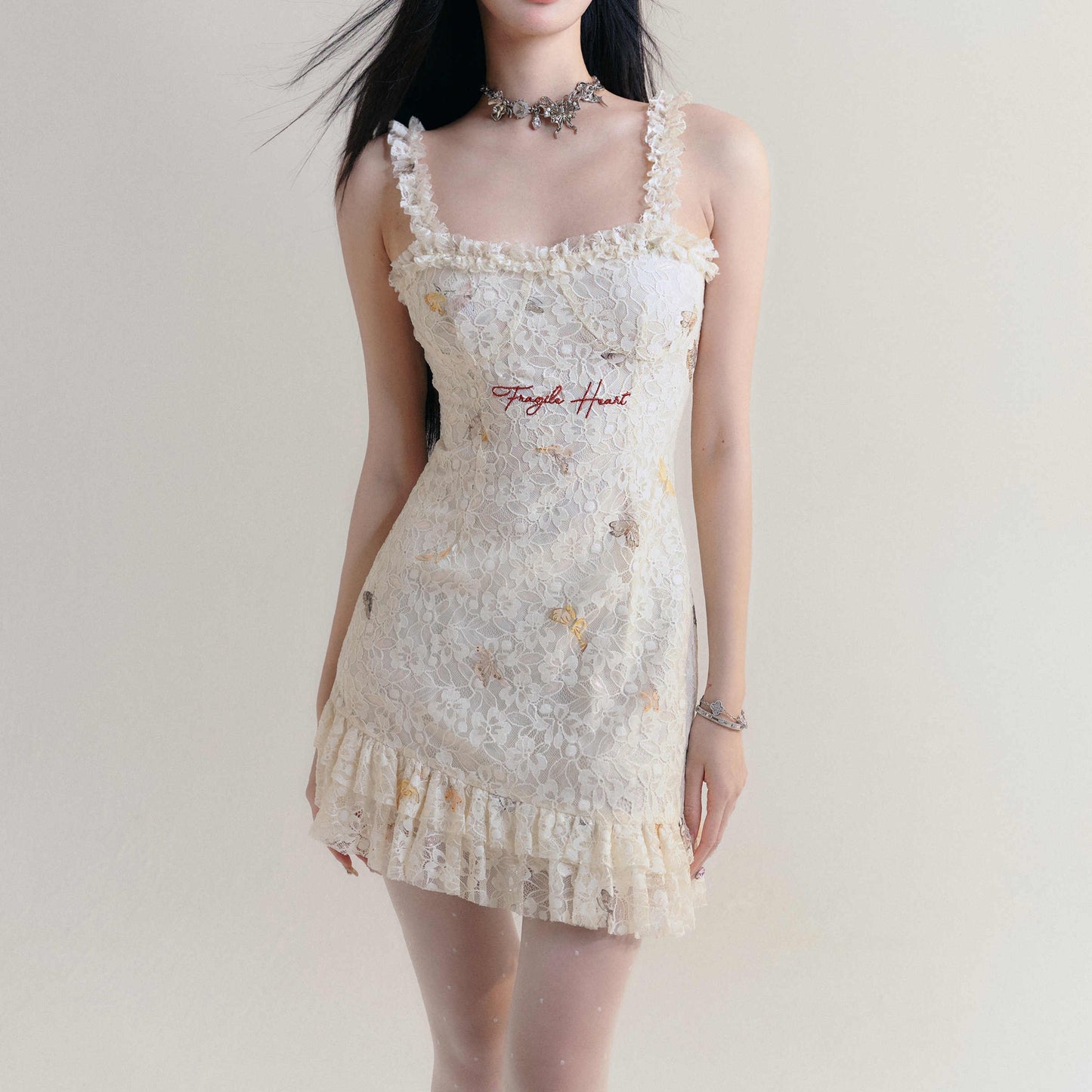 Slim Lace Embroidery Dress Women