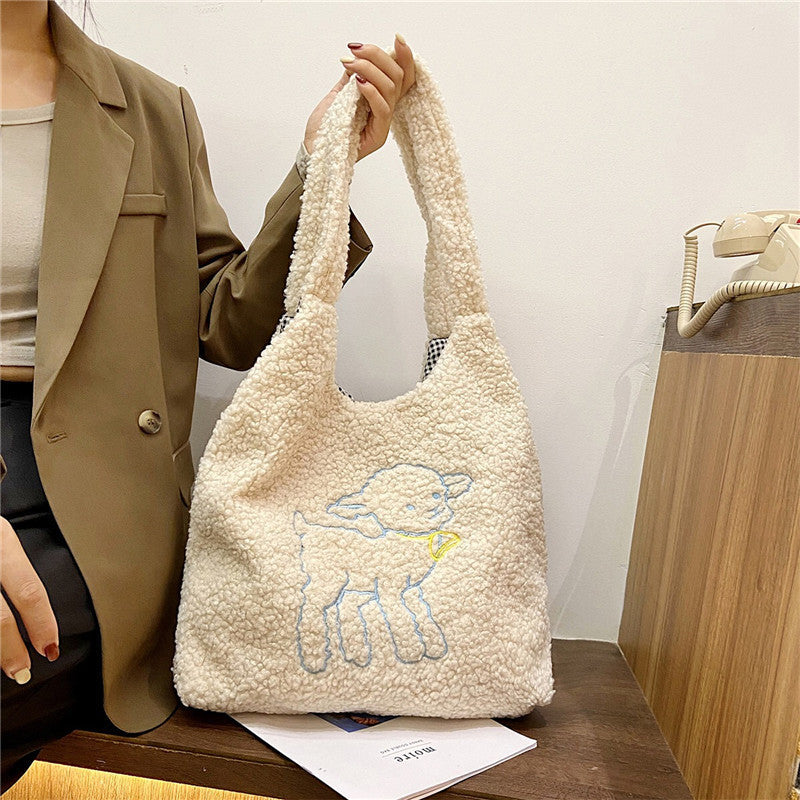 Lamb Bags Winter Shoulder Bag For Women Shopping Hnadbags