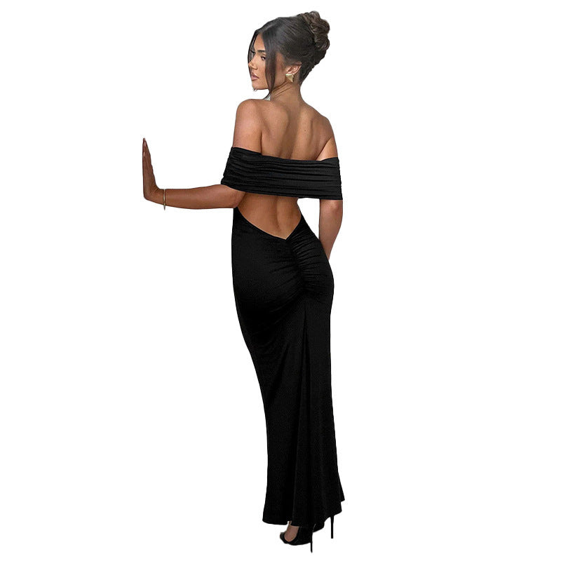 Socialite Style Elegant Sexy Backless Off-shoulder Dress Women