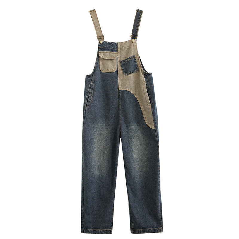 Autumn New Plus Size Loose Denim Suspender Pants