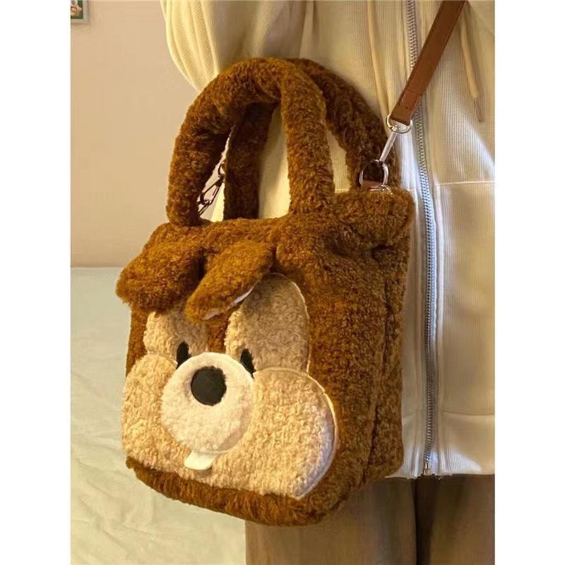 Winter Bags Flower Chestnut Squirrel Plush Handbag For Women