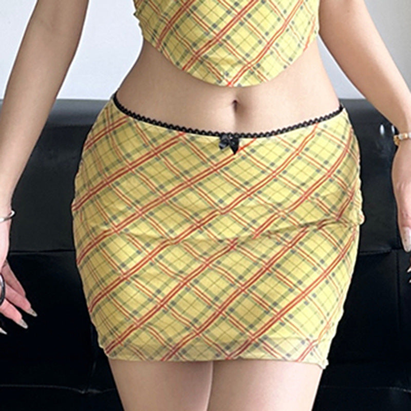 Hip Plaid Skirt For Women