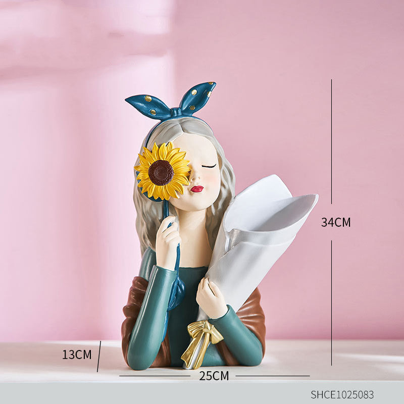 Home Decor Girl Figurine Resin Sculpture Abstract Art Room Decor Nordic Decoration Home Living Room Decoration Accessories Gifts