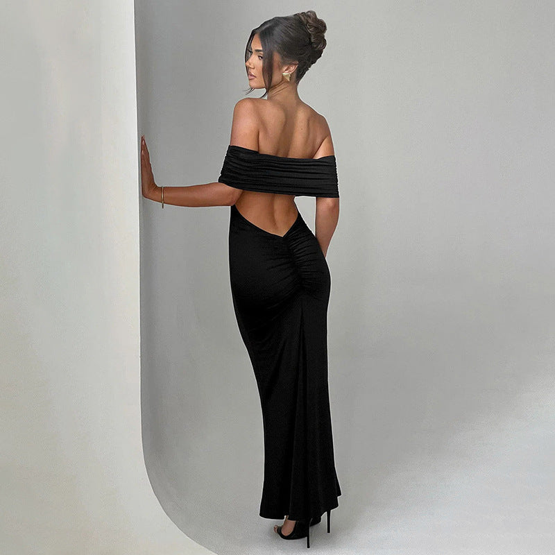 Socialite Style Elegant Sexy Backless Off-shoulder Dress Women