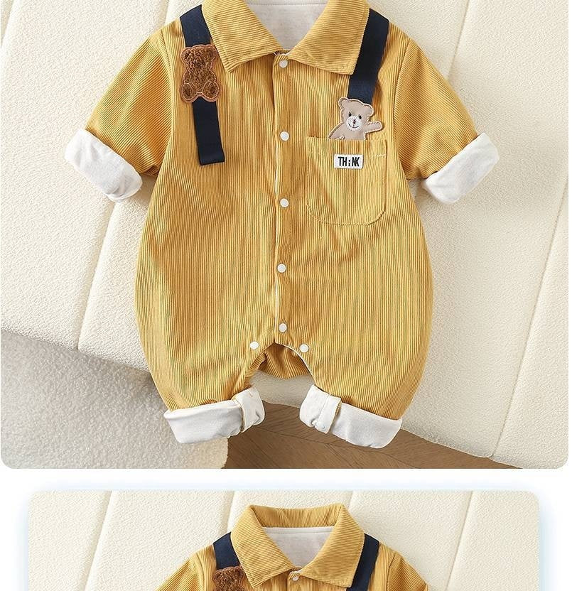 South Korea Baby Autumn Clothing Shirt Jumpsuit Handsome Baby