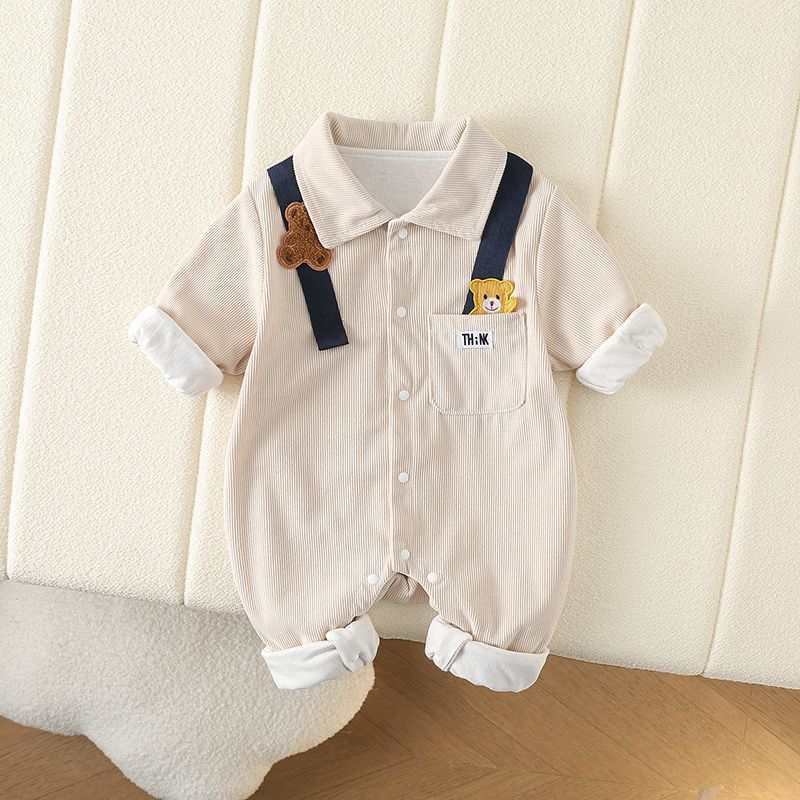 South Korea Baby Autumn Clothing Shirt Jumpsuit Handsome Baby