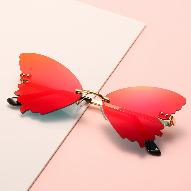 Butterfly Rimless Sunglasses Street Shooting Funny Sunglasses