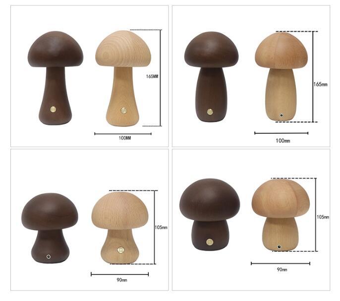 INS Wooden Cute Mushroom LED Night Light With Touch Switch  Bedside Table Lamp For Bedroom Childrens Room Sleeping Night Lamps Home Decor