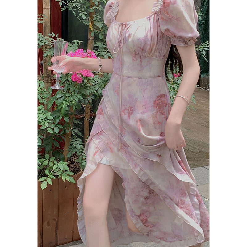 Pink Floral Dress For Women In Summer