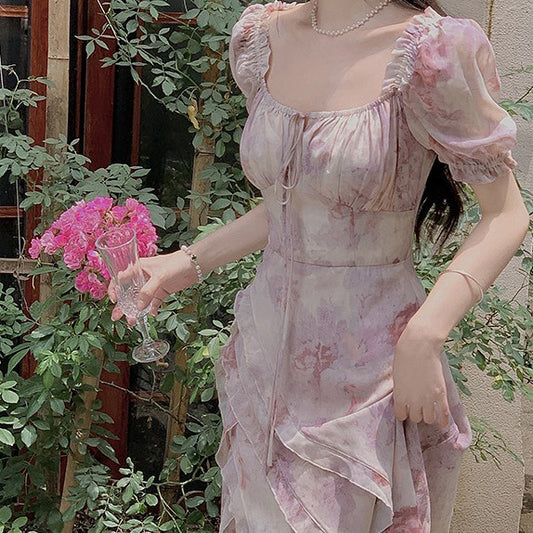 Pink Floral Dress For Women In Summer