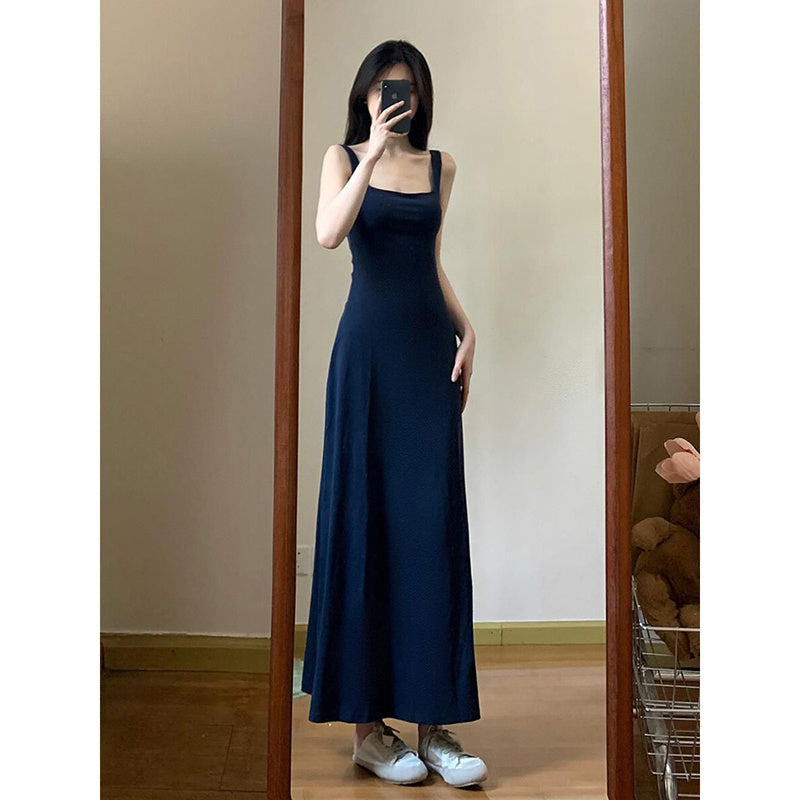 French Style Elegant Blue Camisole Dress