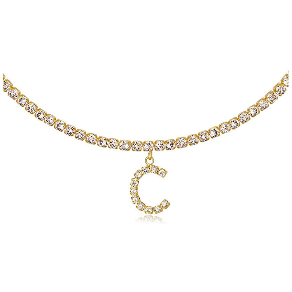 Europe And America Creative Decorative Diamond Letters Necklace Fashion Jewelry