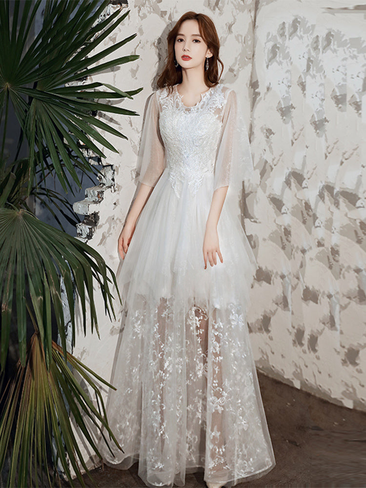 White Evening Dress Female Party Temperament